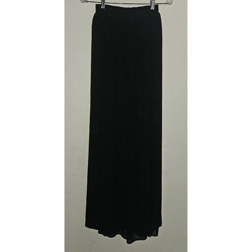 Lulus Solid Black Maxi Skirt Long Sheer Layer Slit Lined Women's XS